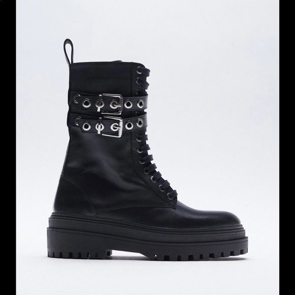 Zara- low heel leather ankle boots. - Picture 2 of 4